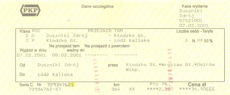 Bilet Kolejowy Kombinowany Poc Osob I Posp Dzka Galeria