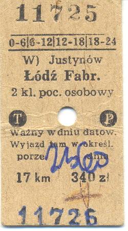Bilet kolejowy kartonowy (poc. osob.)