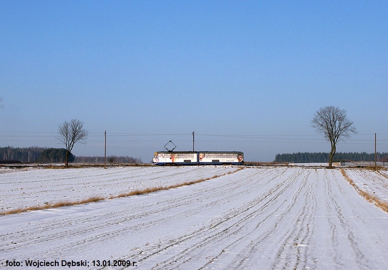 Zimowy fragment trasy do Lutomierska