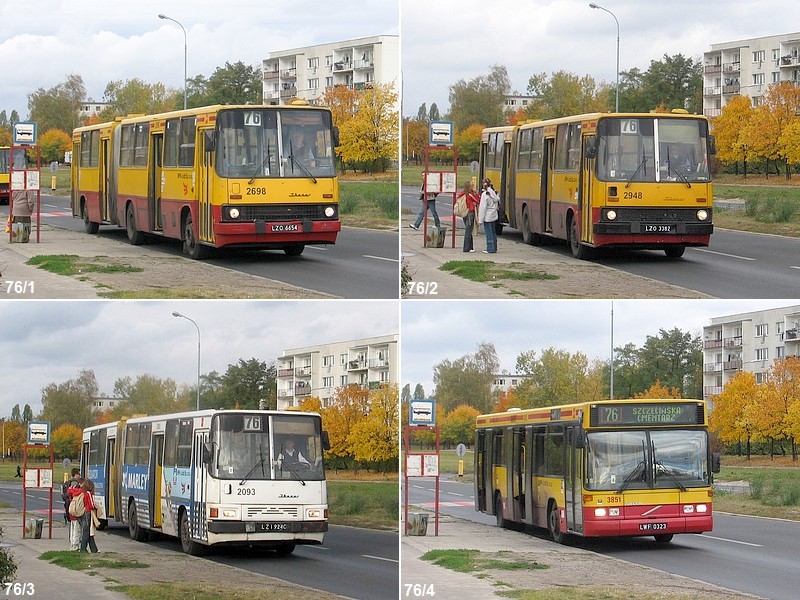 Obsługa linii 76 w dniu 24.10.2005 r. Brygady 1 - 4
