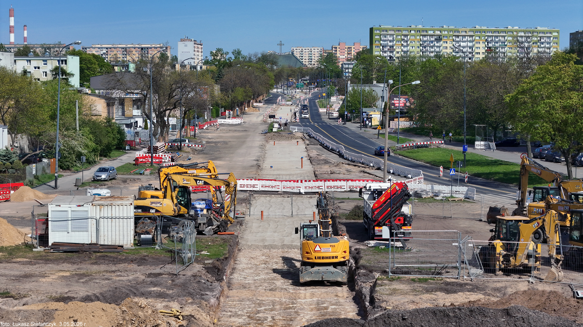 Trasa tramwajowa w ul. Broniewskiego w budowie