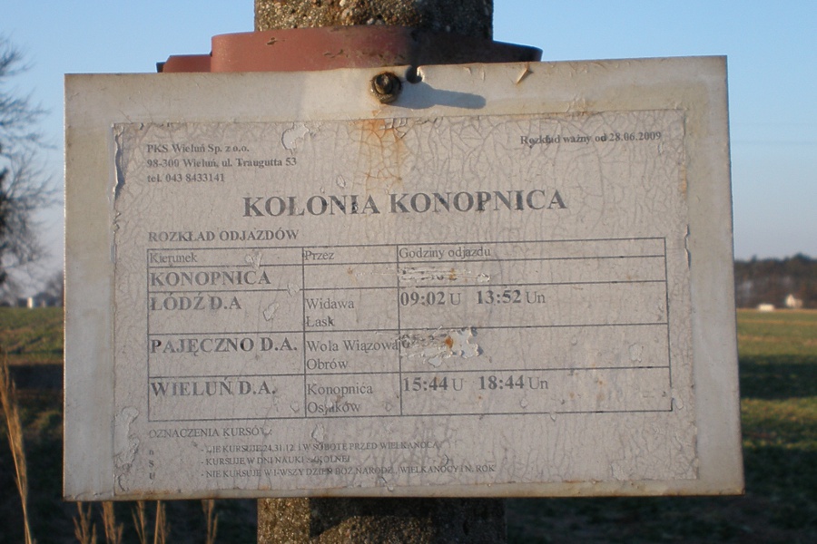 Rozkład jazdy PKS Wieluń w Kolonii Konopnica